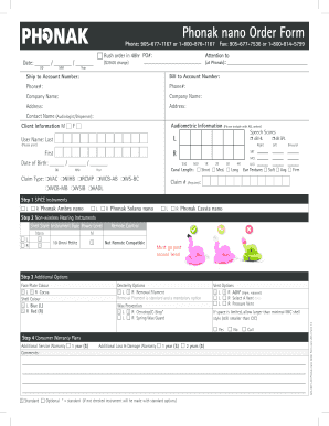 Phonak Nano Order Form