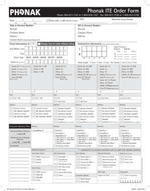 Phonak ITE Order Form