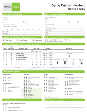 Spice Custom Product Order Form