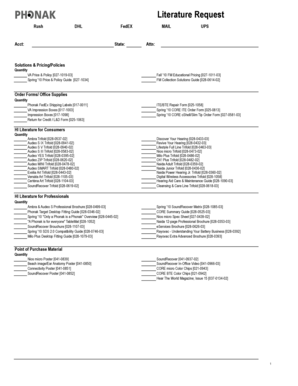 Phonak Literature Request Form