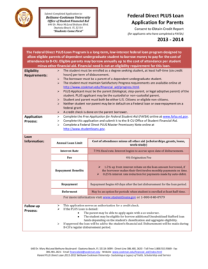 Federal Direct PLUS Loan Application for Parents