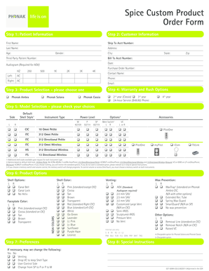 Spice Custom Product Order Form