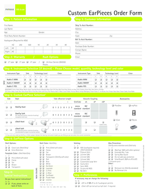 Custom EarPieces Order Form