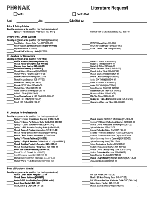 Phonak Literature Request Form