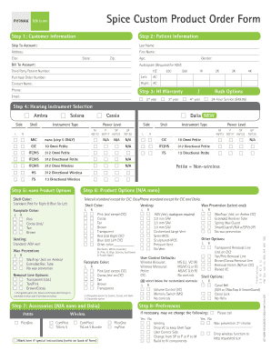 Spice Custom Product Order Form