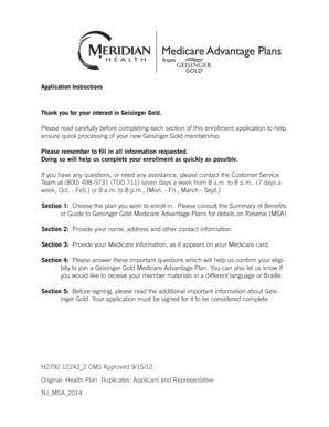 Geisinger Gold Medicare Advantage Enrollment Application