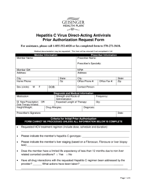 Hepatitis C Virus Direct-Acting Antivirals Prior Authorization Request Form