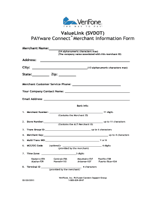 PAYware Connect Merchant Information Form