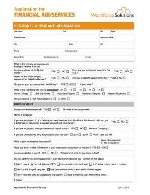 Application for Financial Aid/Services