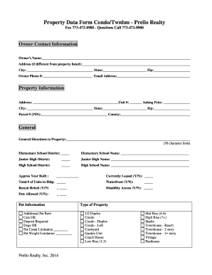 Condo/Townhome Property Data Form