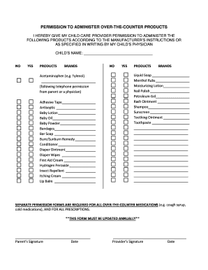 Permission to Administer Over-the-Counter Products