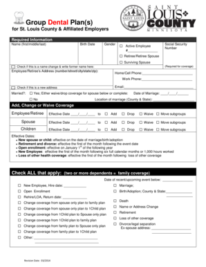 St. Louis County Group Dental Plan Application