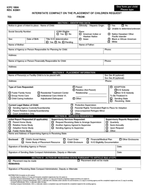 Interstate Compact on the Placement of Children Request Form