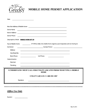 Mobile Home Permit Application