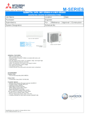 Mitsubishi Electric Air Conditioning System Submittal Form