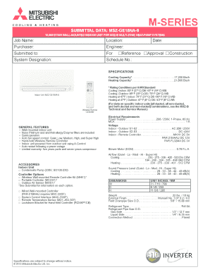 Mitsubishi Multi-Zone Heat Pump Submittal Form