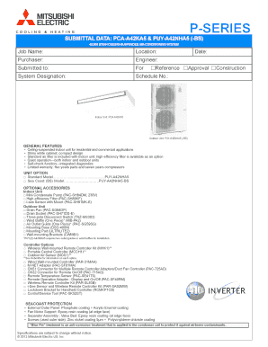 Mitsubishi Electric Air Conditioning System Submittal Form