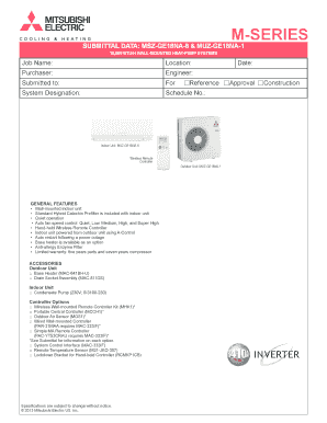 Mitsubishi Heat Pump Submittal Form