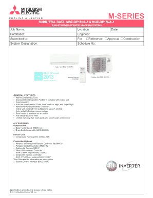 Mitsubishi Electric Heat Pump Submittal Form
