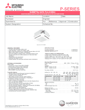 Mitsubishi Electric Ceiling Cassette Unit Submittal Form