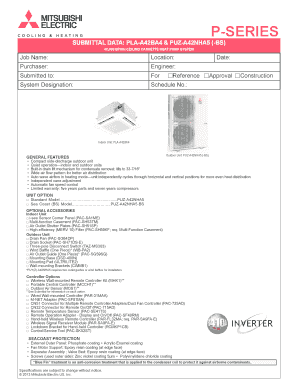 Mitsubishi Electric Ceiling Cassette Heat Pump System Form