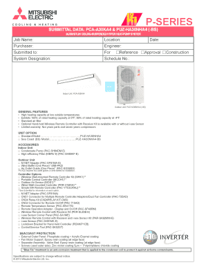 Mitsubishi Electric Hyper Heat Pump System Submittal Form