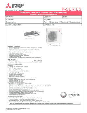 Mitsubishi Heat Pump System Specification Form