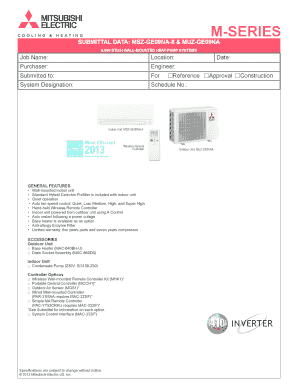 Mitsubishi Electric Heat Pump Submittal Form