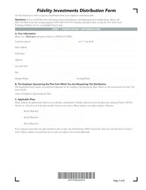 Fidelity Investments Retirement Plan Distribution Form