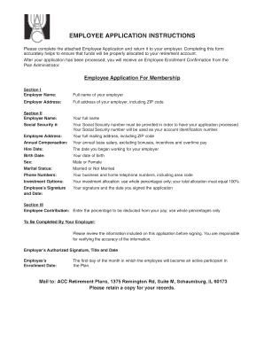 Employee Application for Membership