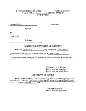 Request for Production of Document