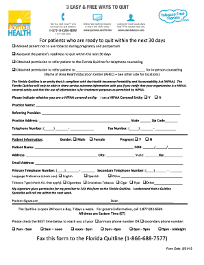 Florida Quitline Patient Referral Form
