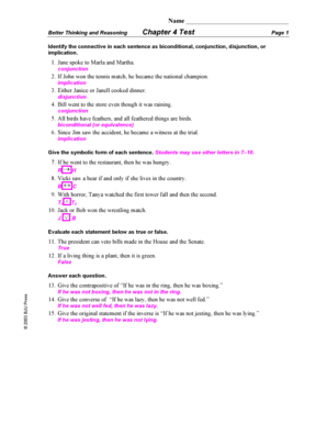 Better Thinking and Reasoning Chapter 4 Test
