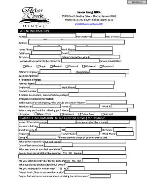 Patient Information and Medical History Form