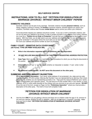 Petition for Dissolution of Marriage (Divorce) Without Minor Children