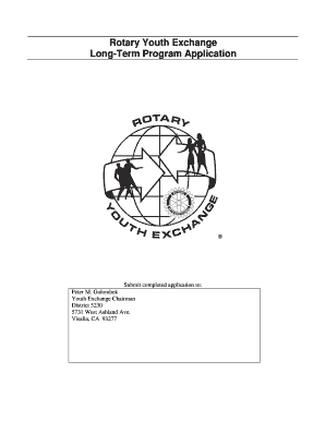 Rotary Youth Exchange Long-Term Program Application