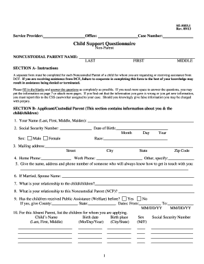 Child Support Questionnaire