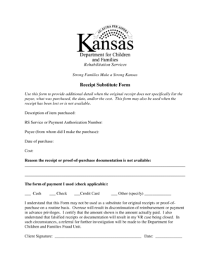 Kansas Receipt Substitute Form