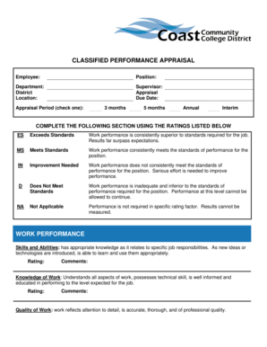 Classified Performance Appraisal Form