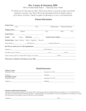 Dental Patient Information Form