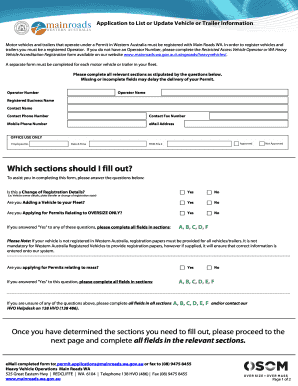 Western Australia Vehicle Registration Application