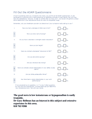 BFill Outb the ADAM Questionnaire The good news is low bb