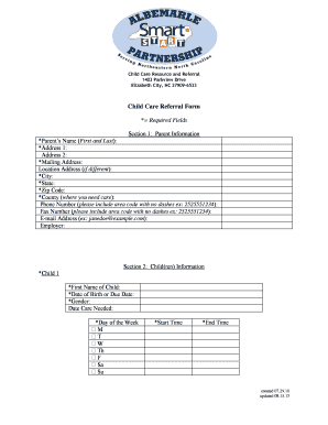 Child Care Referral Form