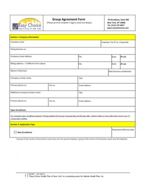 New York Group Health Insurance Application