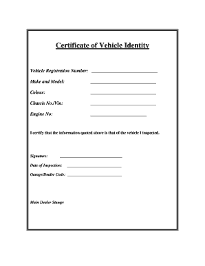 Certificate of Vehicle Identity