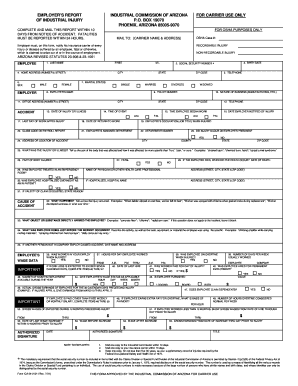 Arizona Industrial Injury Report Form