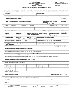 EMPLOYEE S CLAIM AND EMPLOYER FIRST REPORT OF INJURY