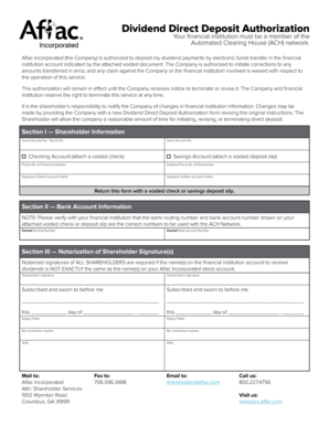 Dividend Direct Deposit Authorization Form
