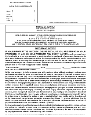 California Notice of Default with Substitution of Trustee