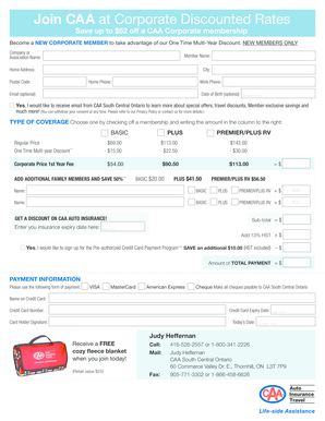 CAA Corporate Membership Application Form